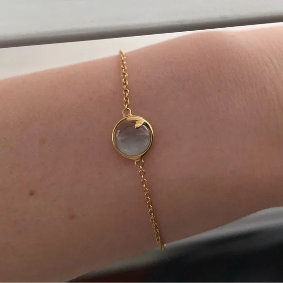 Tiffany yellow gold olive leaf topaz bracelet - Picture 8 of 9